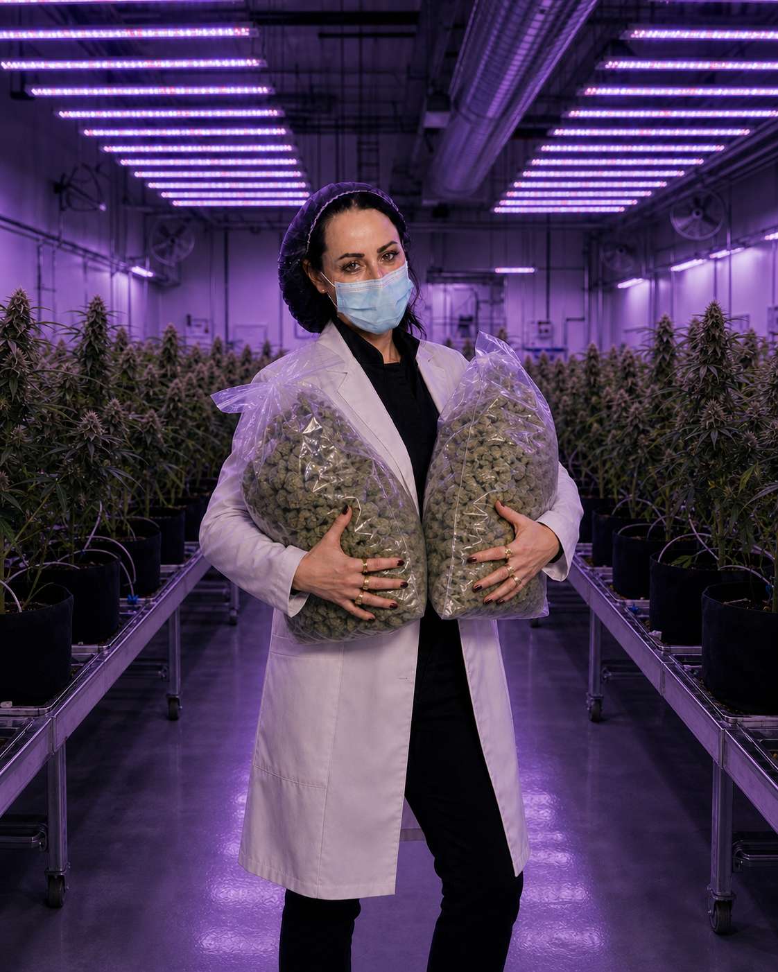 Michelle Litvack, CEO of Dom Jackson, inside a cannabis cultivation facility